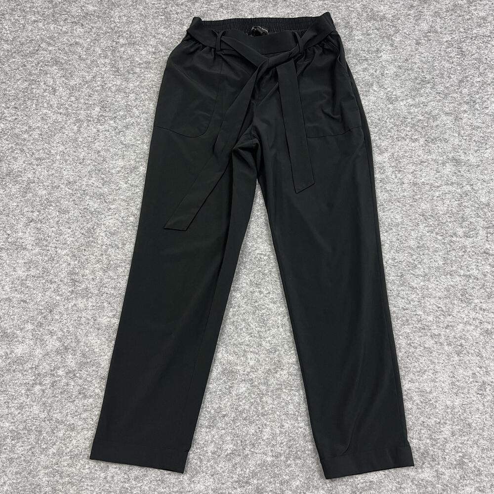 Banana Republic Pants Womens S Black Paperbag Tapered Pleated Pull On Tie Waist
